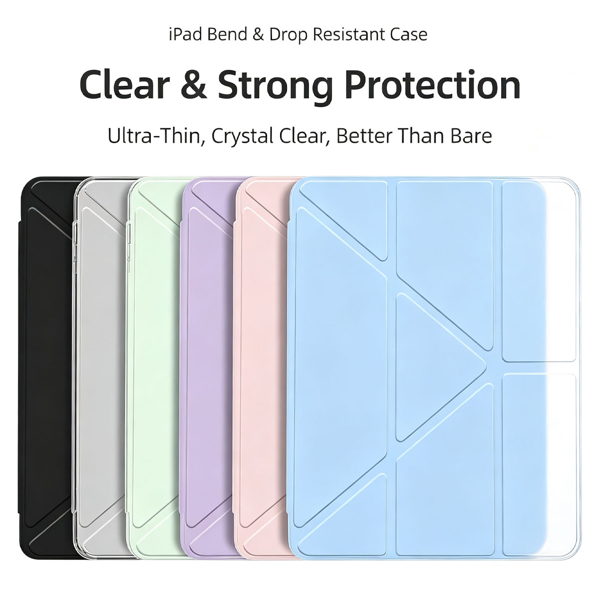 Ipad Cover Folio - 3+Y-fold Flip Clear Cover For iPad