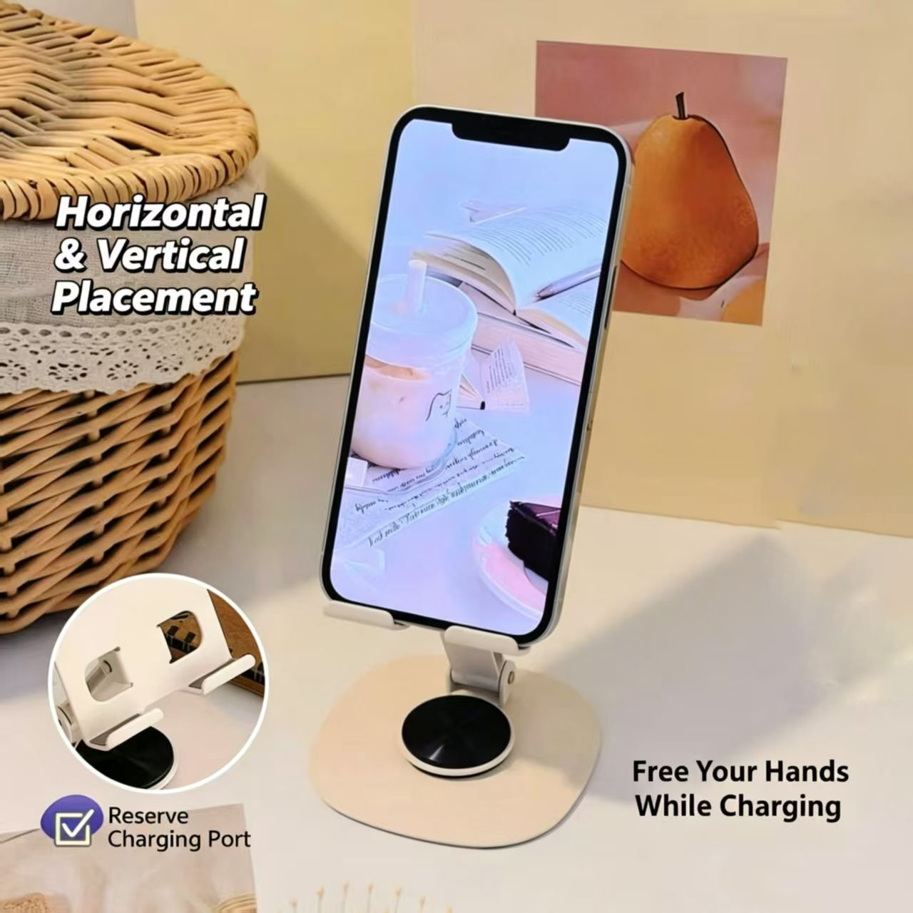 Cream Style Carbon Steel Porta - Tablet Stand Adjustable ulasan dan harga