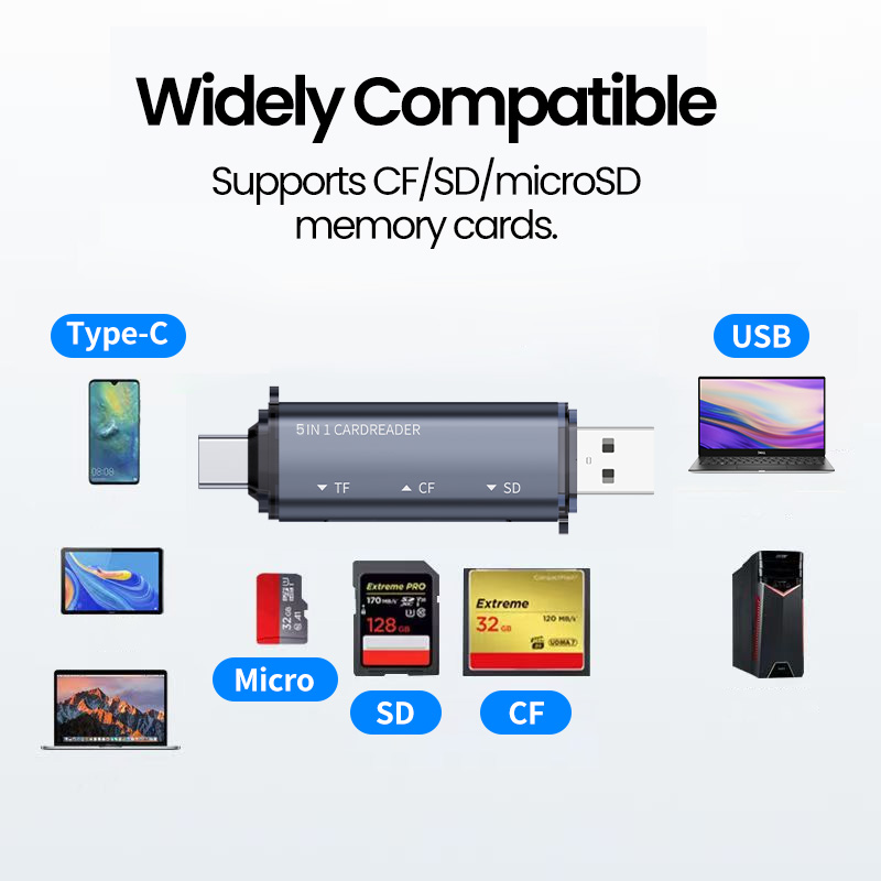 5 IN 1 USB Card Reader Type C  - Microsd Card Tablet ulasan dan harga
