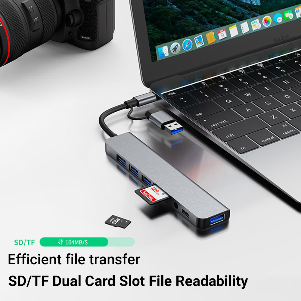 8 in 2 USB +Type C HUB Docking - Microsd Card Tablet ulasan dan harga